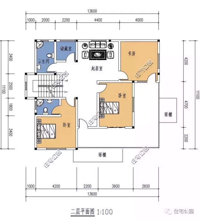 10米x11米现代别墅一层,17*10二层现代简约别墅
