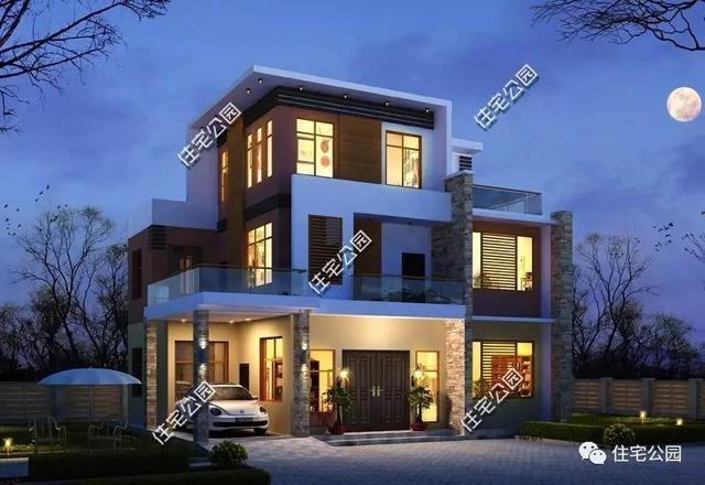 10米x11米现代别墅一层,17*10二层现代简约别墅