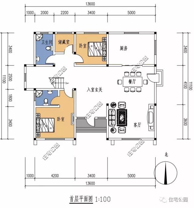 10米x11米现代别墅一层,17*10二层现代简约别墅