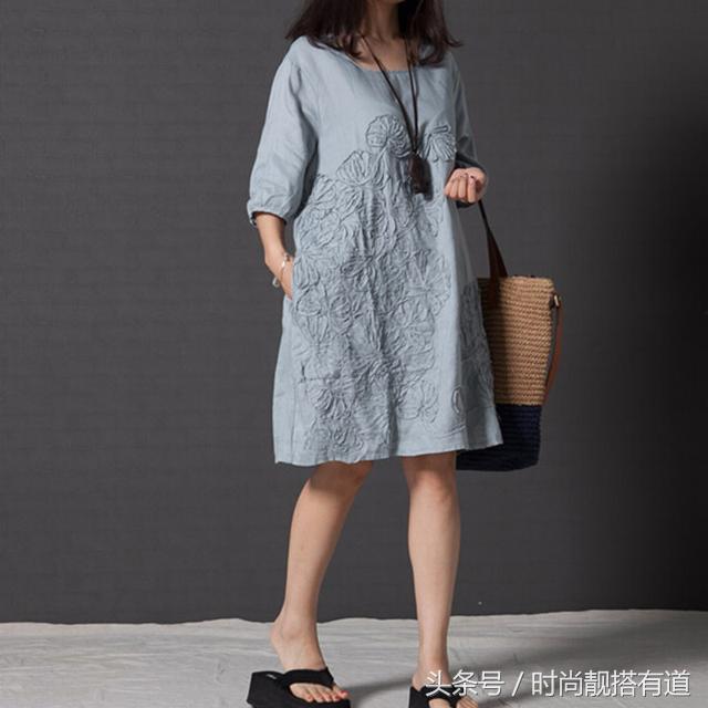 又复古又民族风的棉麻连衣裙，适合35-45岁的妈妈穿
