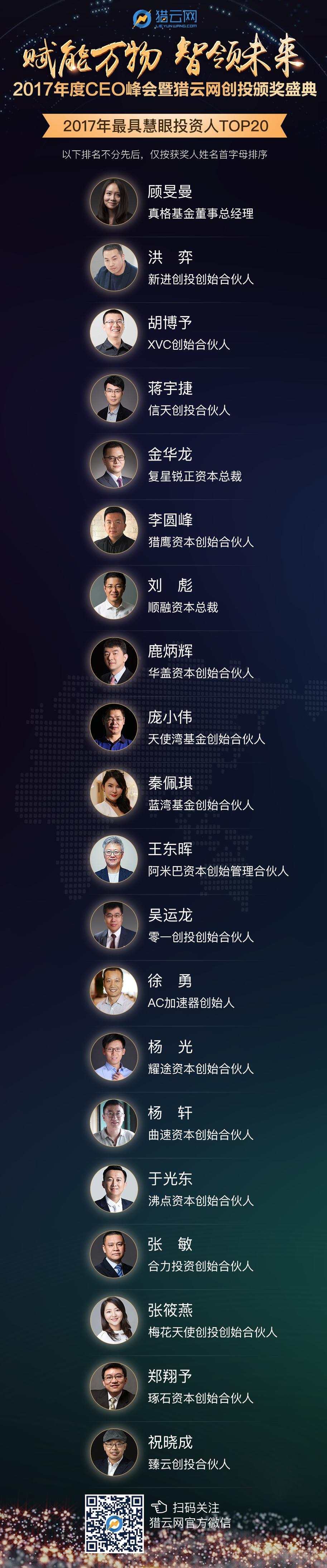 2017年度「最具慧眼投资人TOP20」