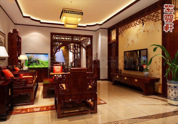 紫云轩人字形屋顶中式装修,紫云轩中式复古豪宅别墅设计