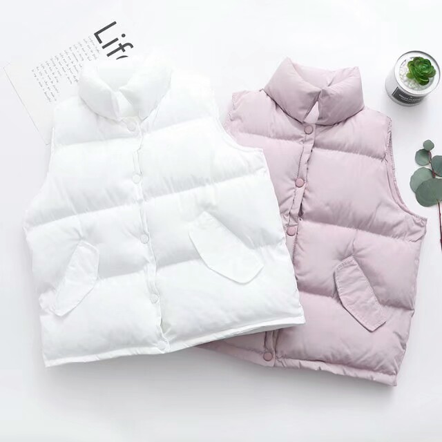 立领大口袋白羽绒马甲,立领双口袋羽绒马甲