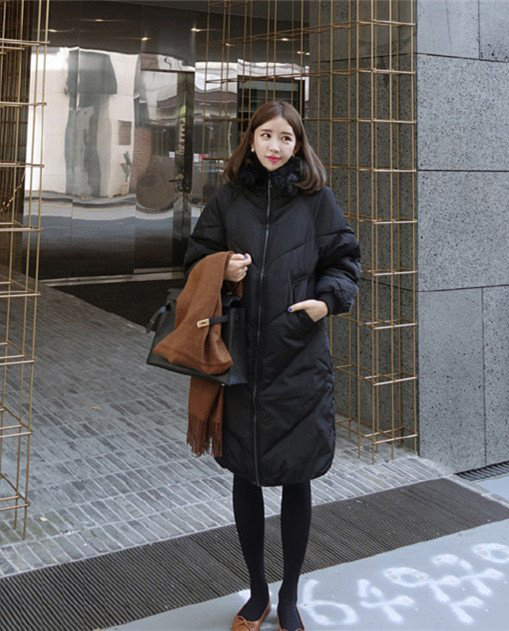 中长棉服搭配韩国穿搭,韩国冬天女生穿搭图片
