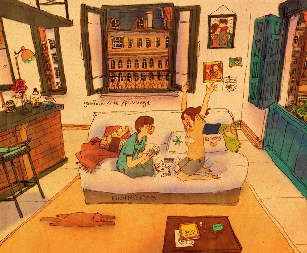 甜到爆的恋爱日常手绘,手绘情侣日常恋爱日记