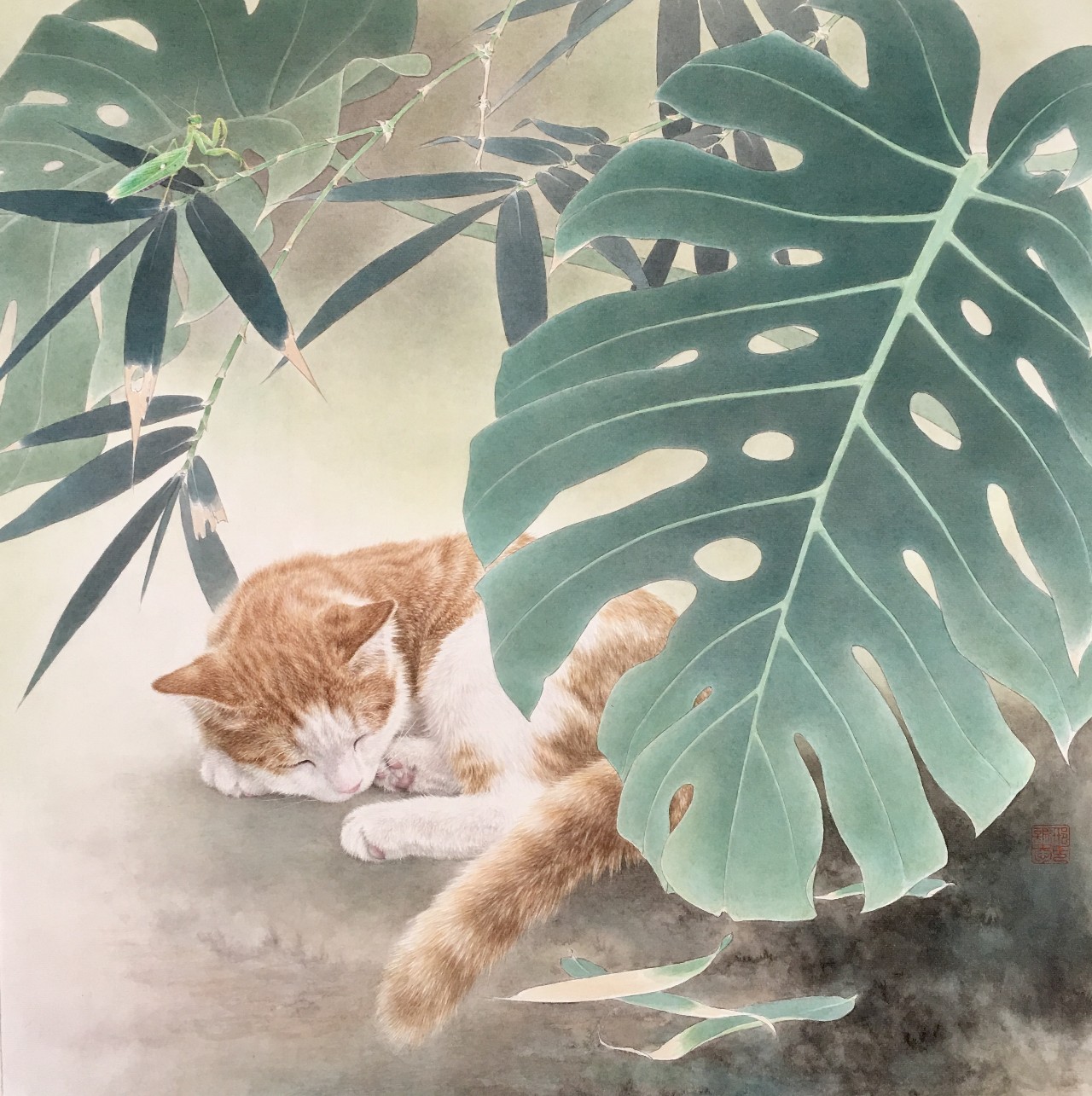 邢诚爱工笔猫扑蝶画法,邢诚爱工笔画猫白描底稿