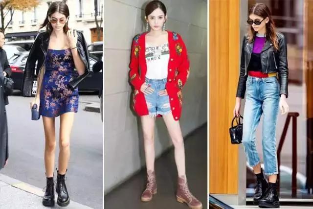 适合冬天小女生穿的黑色马丁靴,适合年轻小姐姐穿的衣服