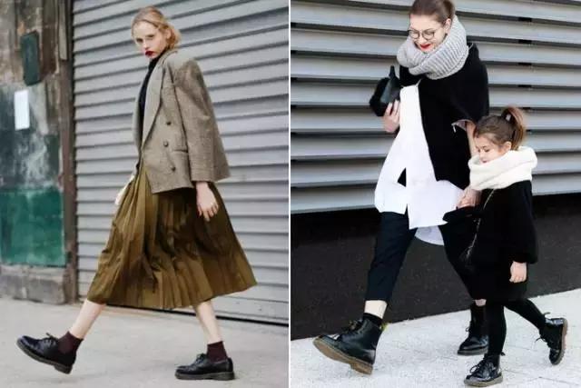 适合冬天小女生穿的黑色马丁靴,适合年轻小姐姐穿的衣服