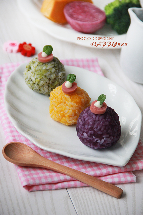 三色饭团红黄绿幼儿园,日本三角饭团做法大全