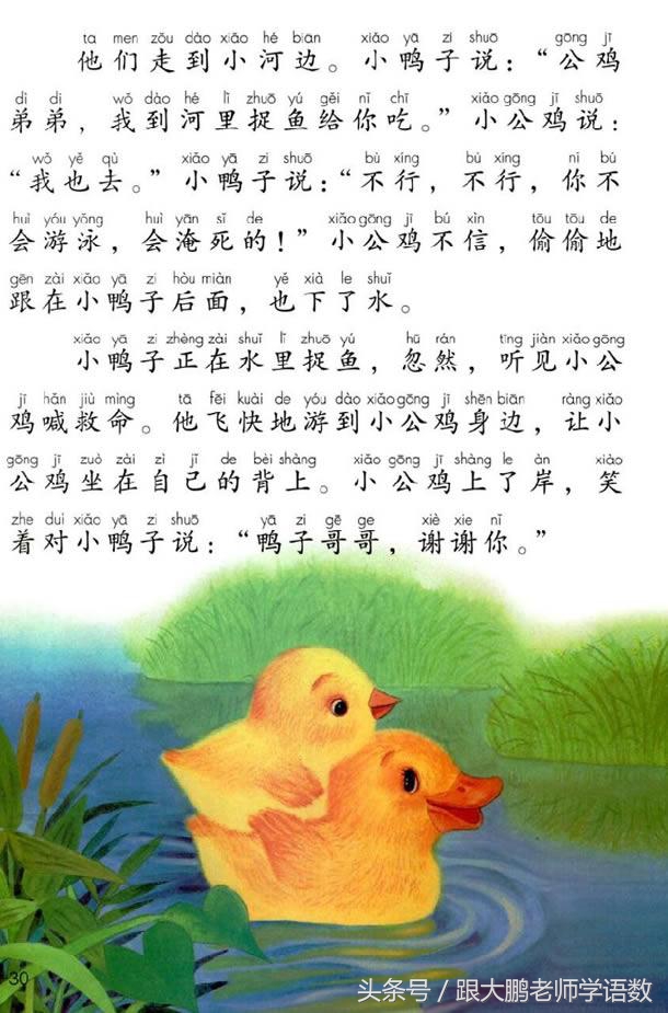 小学一年级语文预习的正确方法,一年级语文小公鸡和小鸭子预习