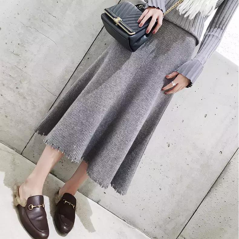 黑色紧身针织半身裙穿搭,高腰针织半身裙搭配什么上衣