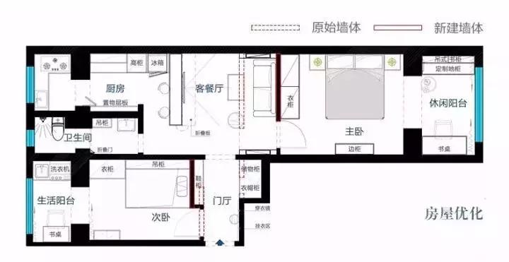 60平北欧小两居室，床头柜非常有设计感