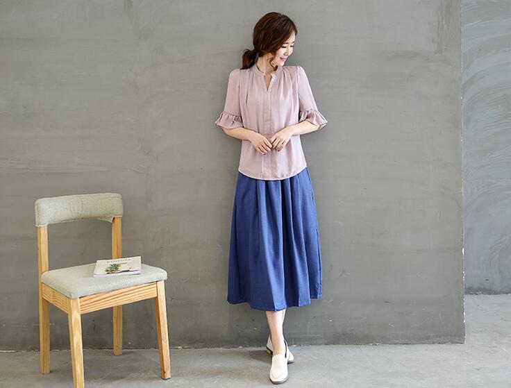 磨毛棉麻花边立领长裙,气质棉麻长裙