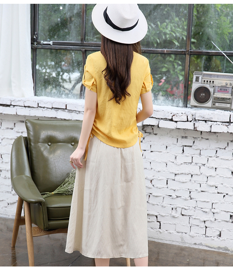 磨毛棉麻花边立领长裙,气质棉麻长裙