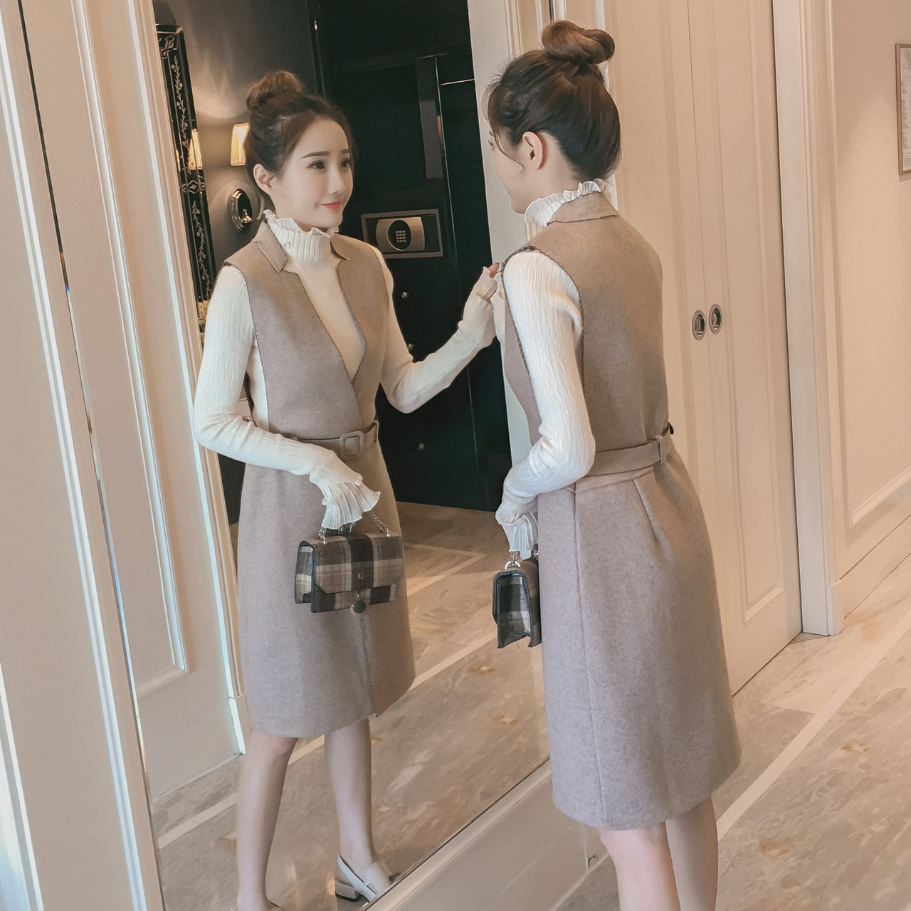 新款时尚休闲韩版翻领长袖衬衫,镂空绣花韩版潮流七分袖衬衫