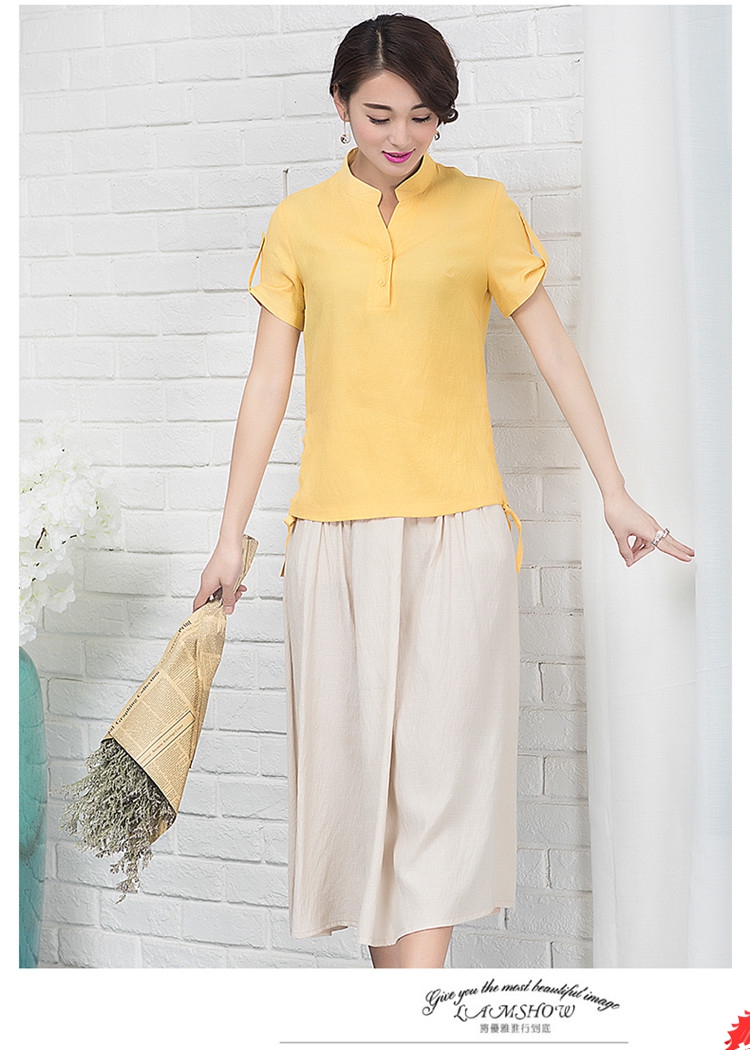 磨毛棉麻花边立领长裙,气质棉麻长裙