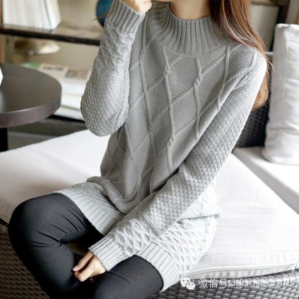 复古风宽松毛衣,复古麻花毛衣中长款羊绒