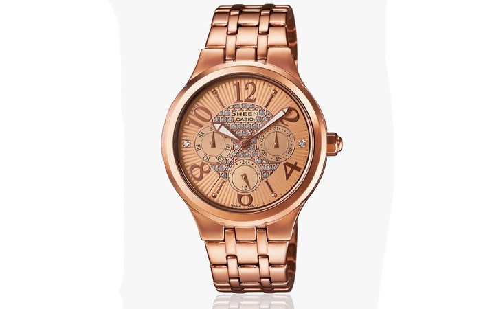 卡西欧女表sheen系列石英表4039,casio卡西欧运动休闲防水石英女表