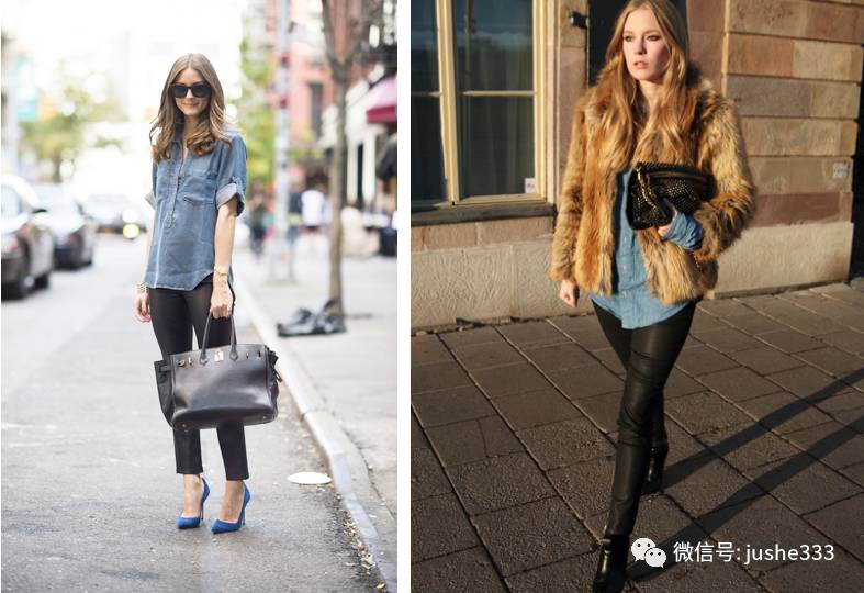 小个子牛仔衬衫的穿法,万能单品白衬衫的n种穿法