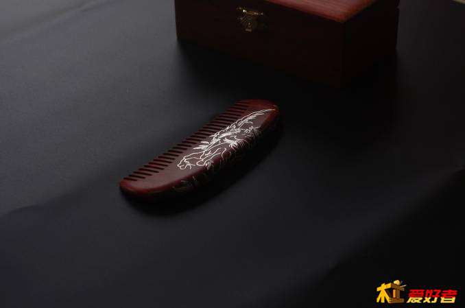 印度小叶紫檀镶银丝,小叶紫檀木梳嵌银丝
