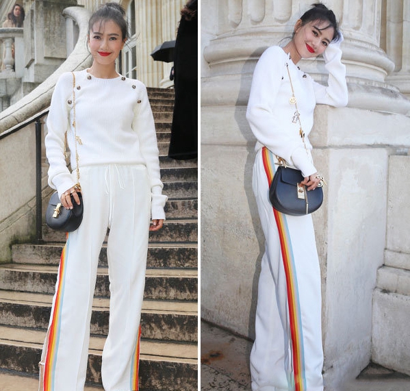 亚洲三美高圆圆,高圆圆蓝色阔腿裤