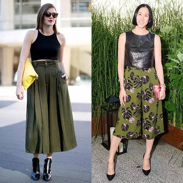 裙裤阔腿裤夏季搭配,阔腿裤穿搭时尚女装图片夏季