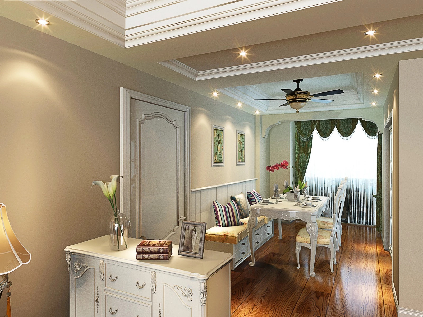 三室两厅两卫美式田园混搭婚房毕业照