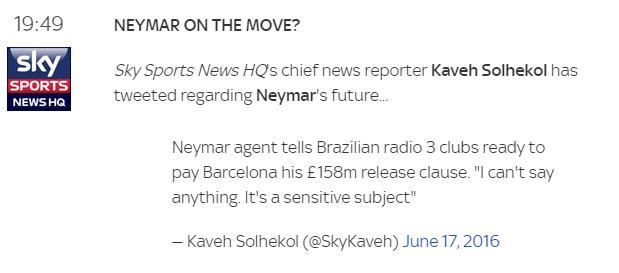 天空体育利物浦求购萨拉赫,重磅转会内马尔