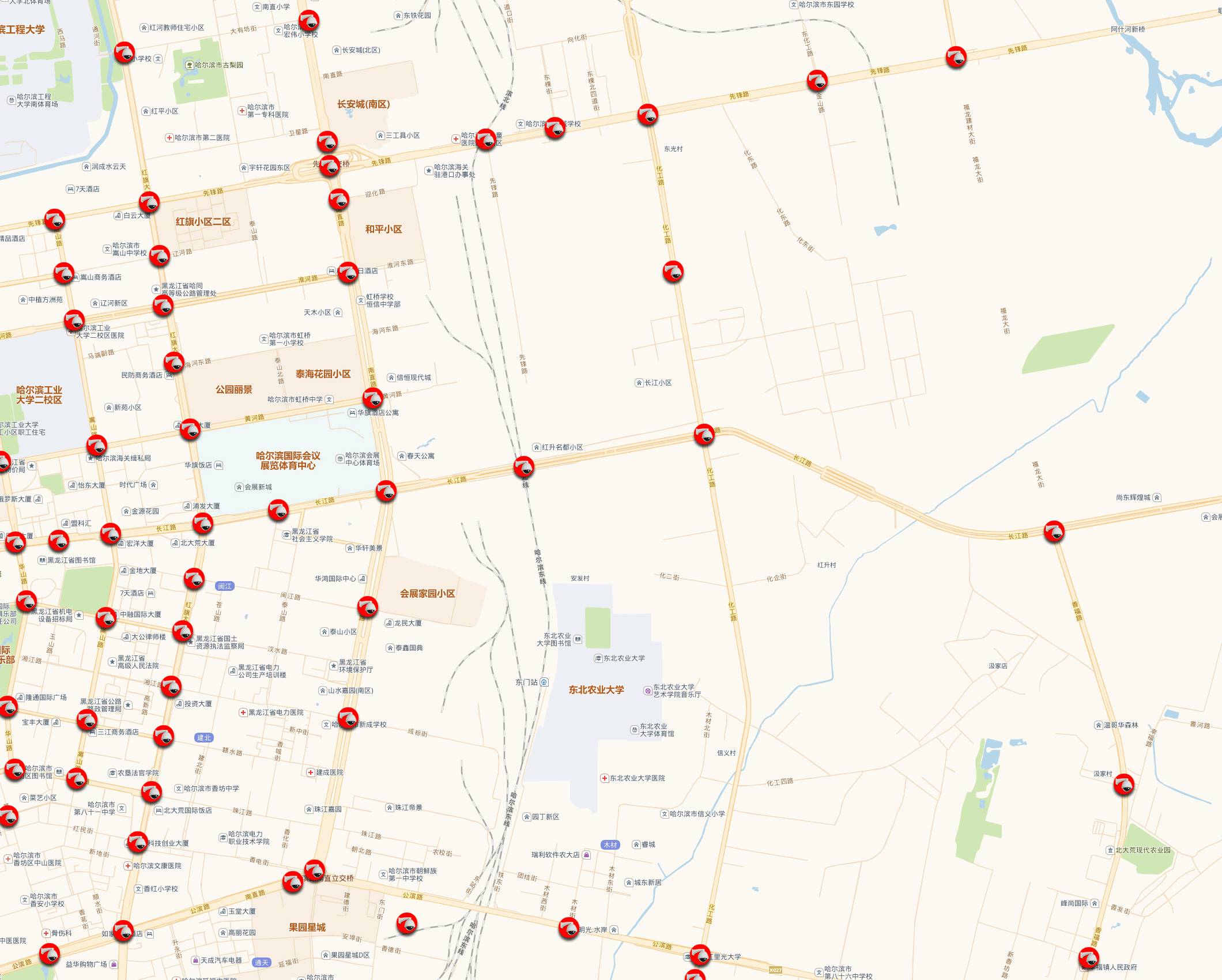 哈尔滨各路段监控,哈尔滨监控地图