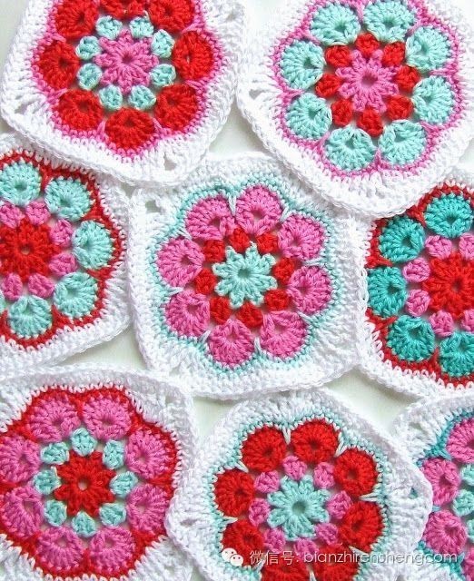 非洲菊拼花的钩针图解,非洲菊拼花钩针教程