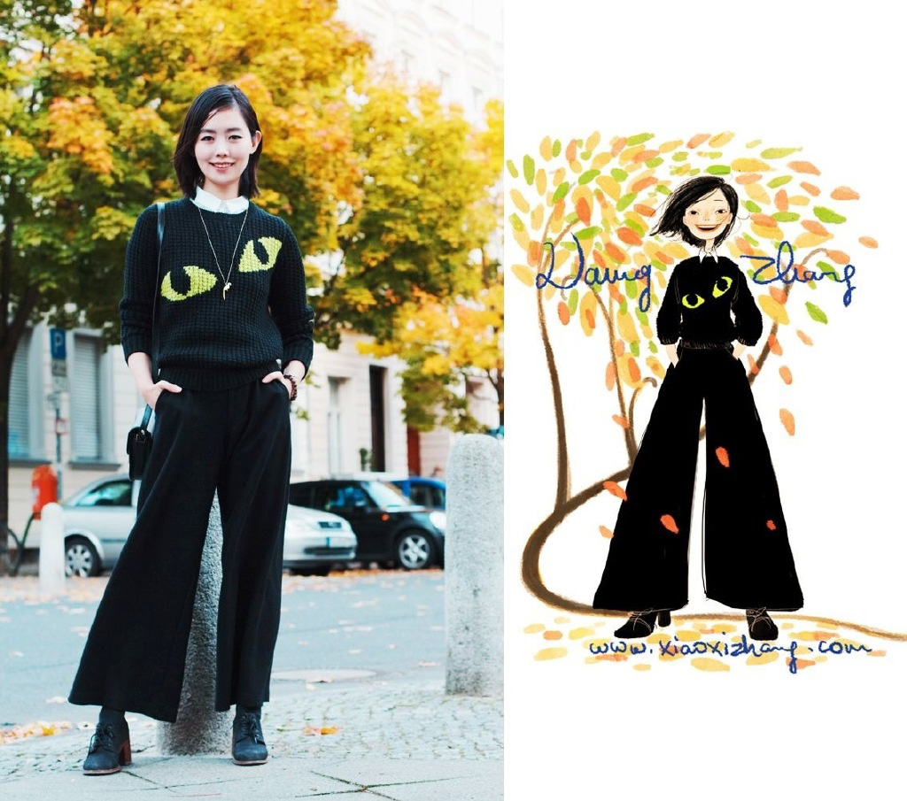 妹妹给自己画插画,把自己和女朋友的日常画成插画