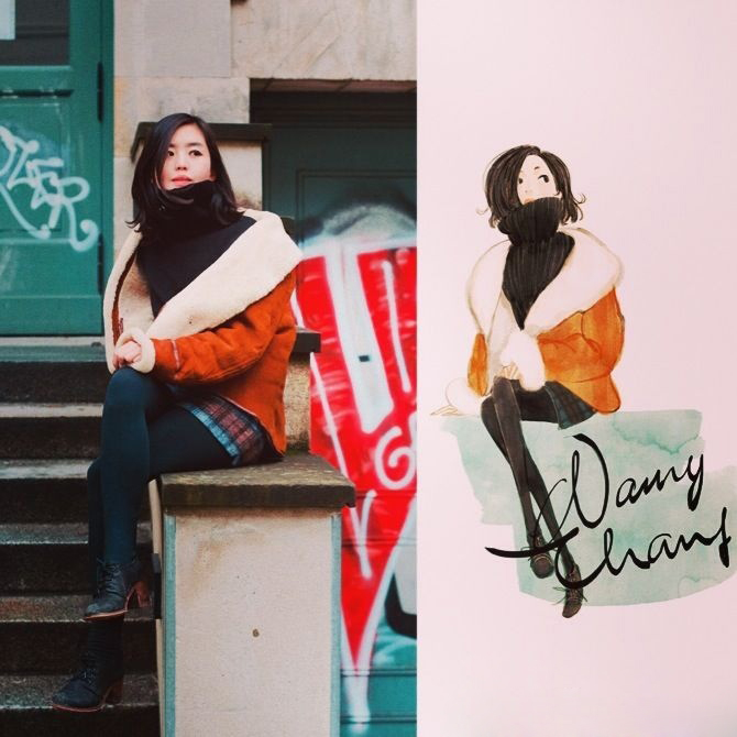 妹妹给自己画插画,把自己和女朋友的日常画成插画