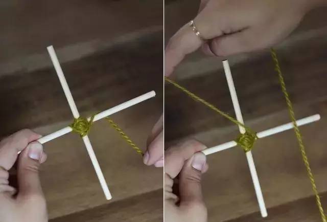 用毛线和竹棍编十字架,木棍编织方法图解