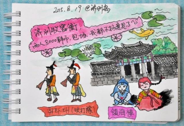 韩国济州岛旅游图片大全,济州岛手绘