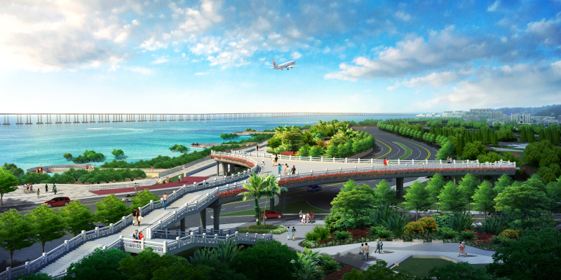 西湾红树林湿地公园滨海长廊,黄岛红树林滨海公园