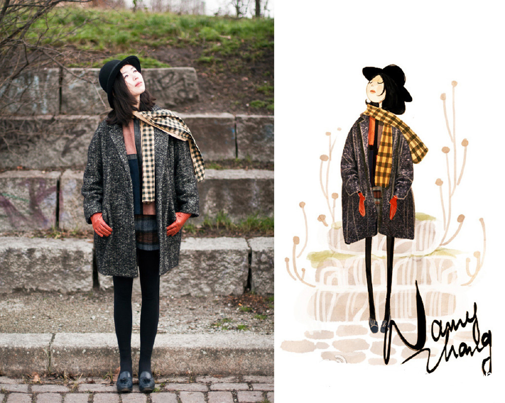 妹妹给自己画插画,把自己和女朋友的日常画成插画