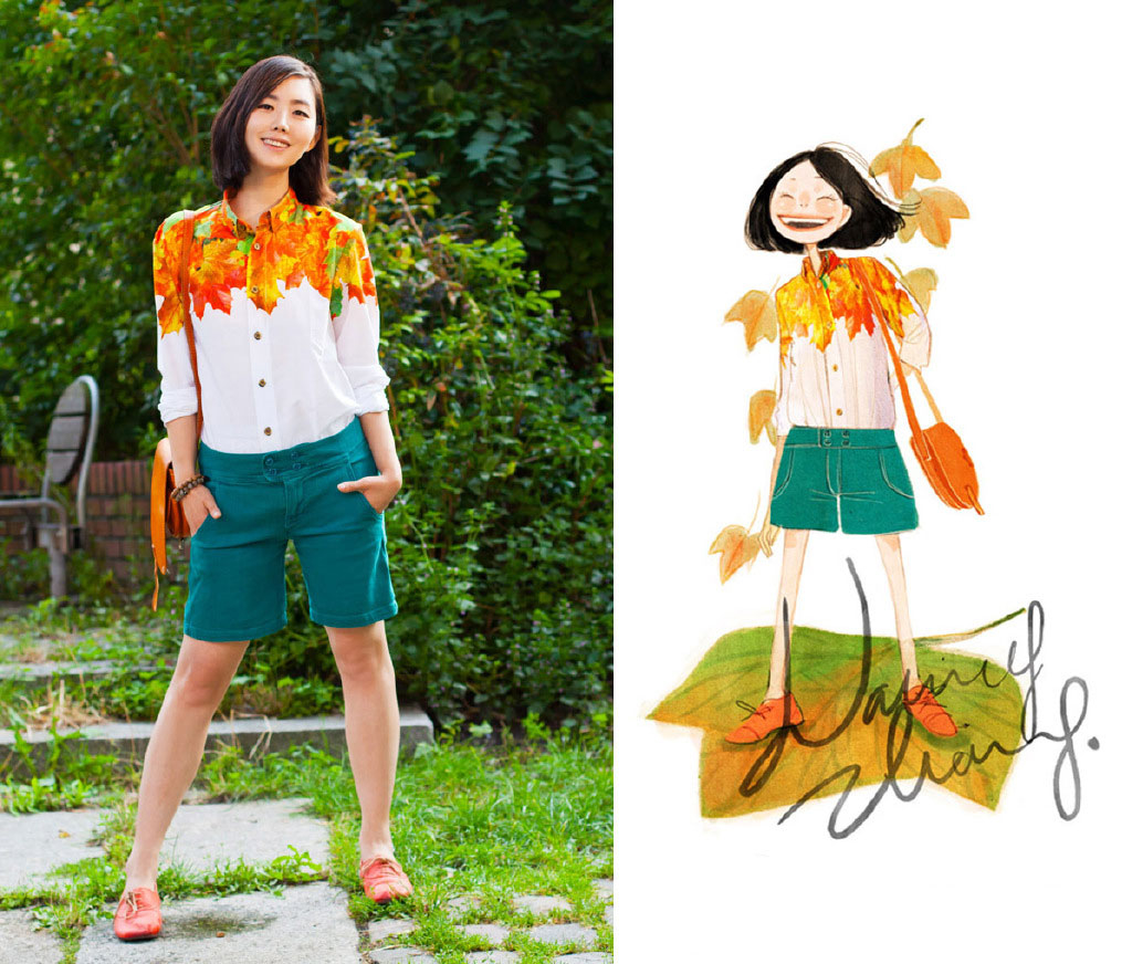 妹妹给自己画插画,把自己和女朋友的日常画成插画