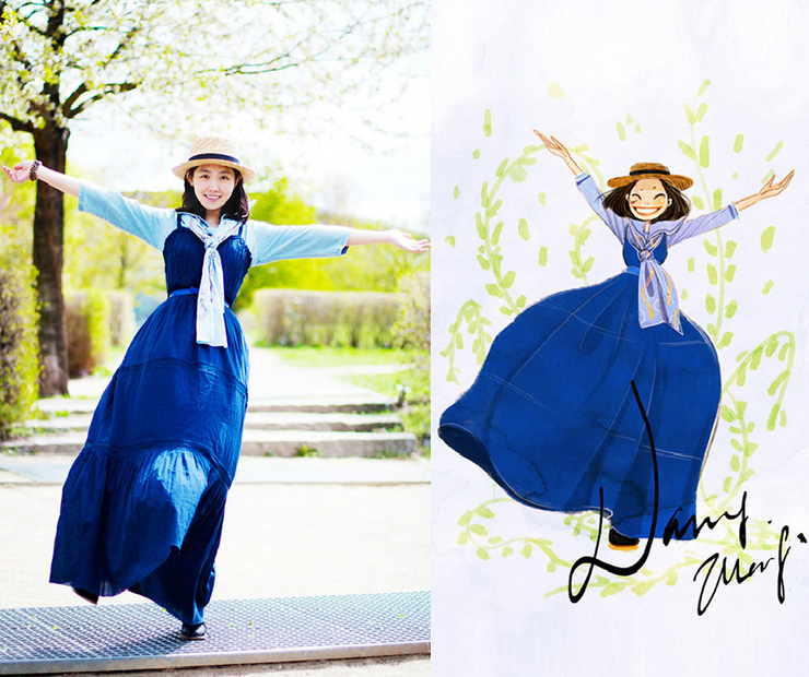 妹妹给自己画插画,把自己和女朋友的日常画成插画