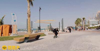 以滑板飞跃迪拜，热血青年的惊险大片