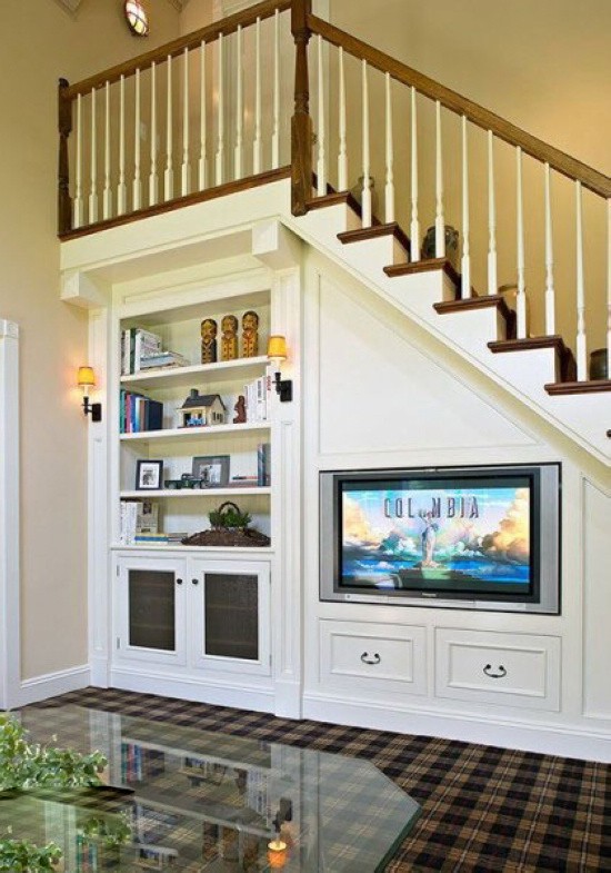 楼梯下空间这样设计又好看又实用,楼梯下的空间利用效果图