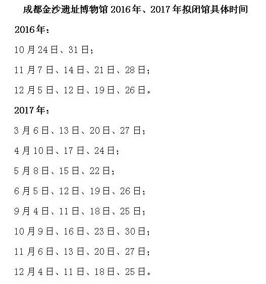 成都金沙遗址博物馆发布闭馆公告,金沙遗址博物馆周一闭馆吗
