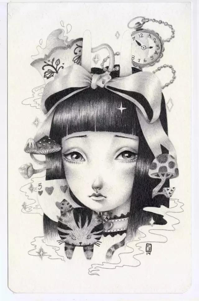 插画魔卡少女樱,插画少女和猫图片