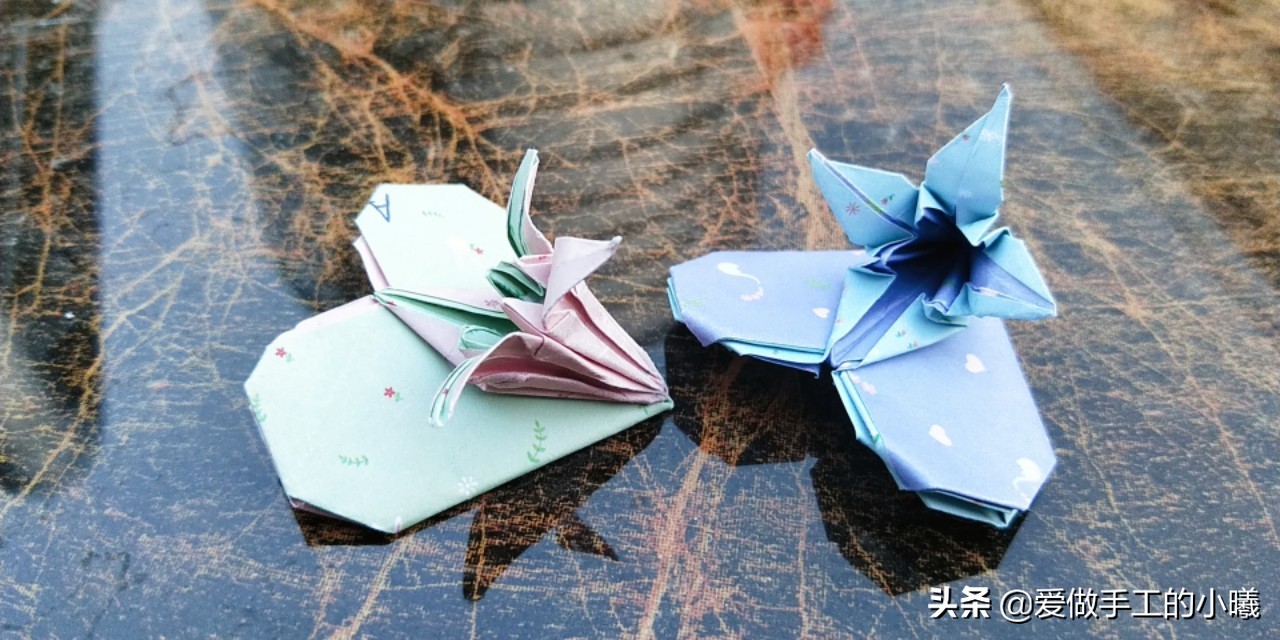 当爱心遇上百合折纸视频教程,百合花朵折纸步骤图解