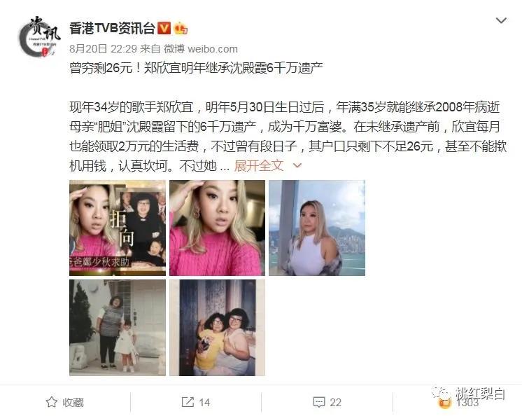 郑欣宜继承遗产现在值多少钱,郑欣宜35岁继承6000万遗产