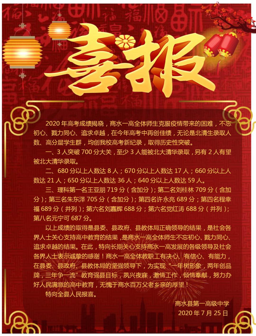 周口四大高中喜报,郸城一高周口市文科第一名