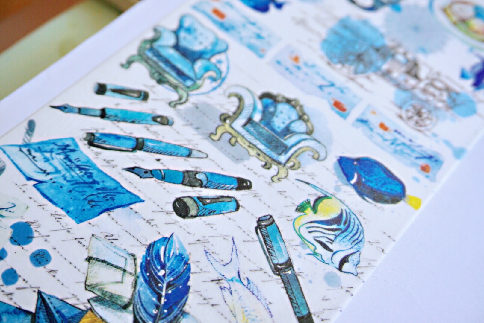 炎炎夏日里，做手帐就该用蓝色系胶带，先给你们看看我的蓝色胶带