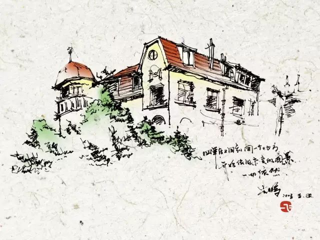 手绘青岛中山路游览图,手绘青岛建筑效果图