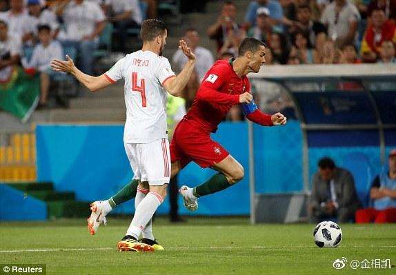 c罗2018年西班牙对阵葡萄牙,葡萄牙3:3西班牙c罗定位球