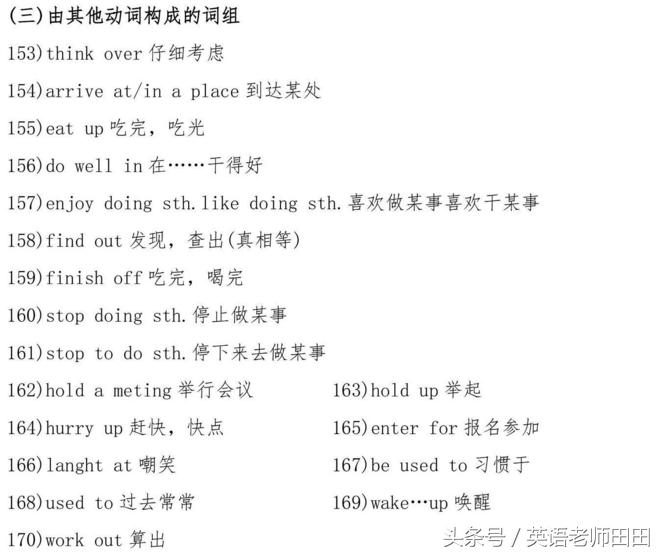 人教版初中英语词组归纳,初中英语词组常用固定搭配