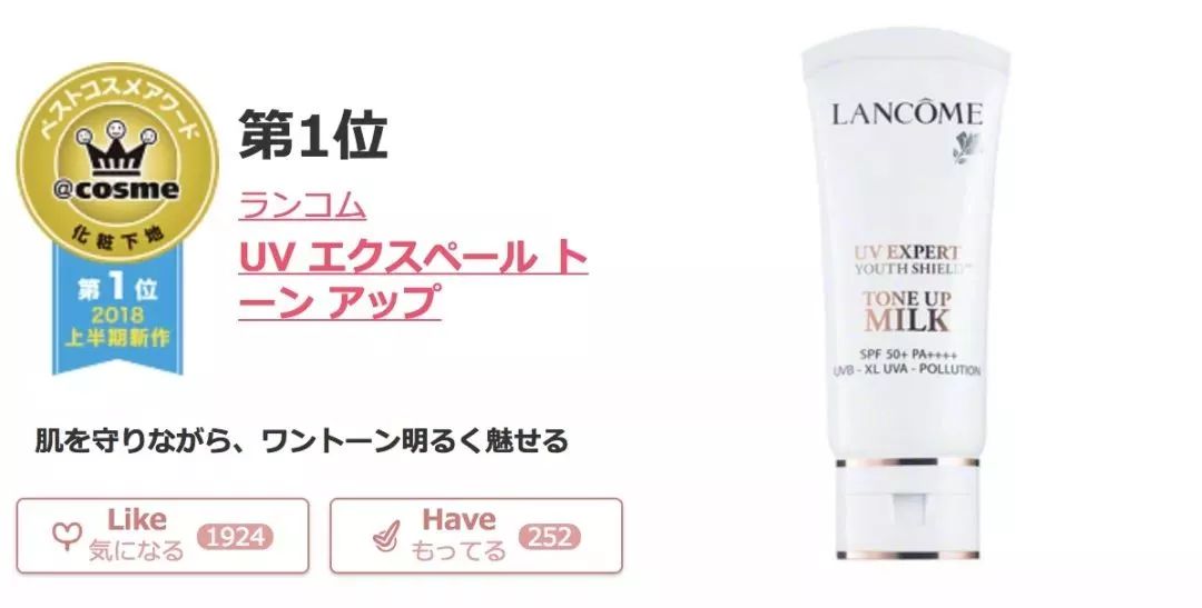 2018cosme大赏完整名单,2020上半年cosme美妆大赏